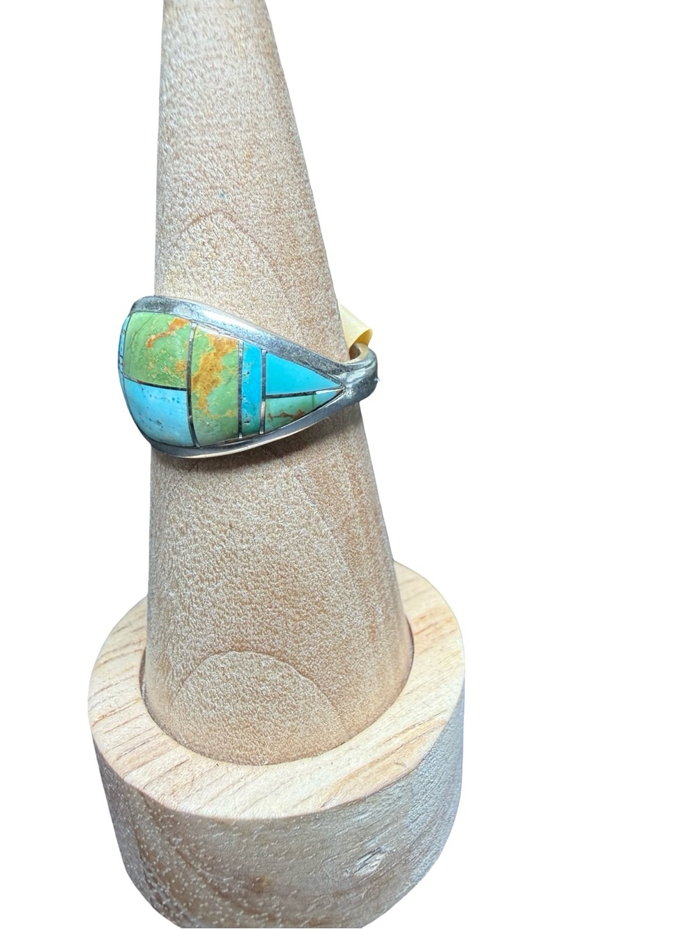 Turquoise Inlay Statement Ring - Blue Green Color - - Picture 3 of 6
